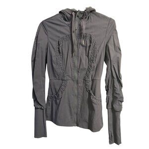 Lululemon Gray Lightweight Hooded Jacket Detailing & Thumbholes Womens Size S